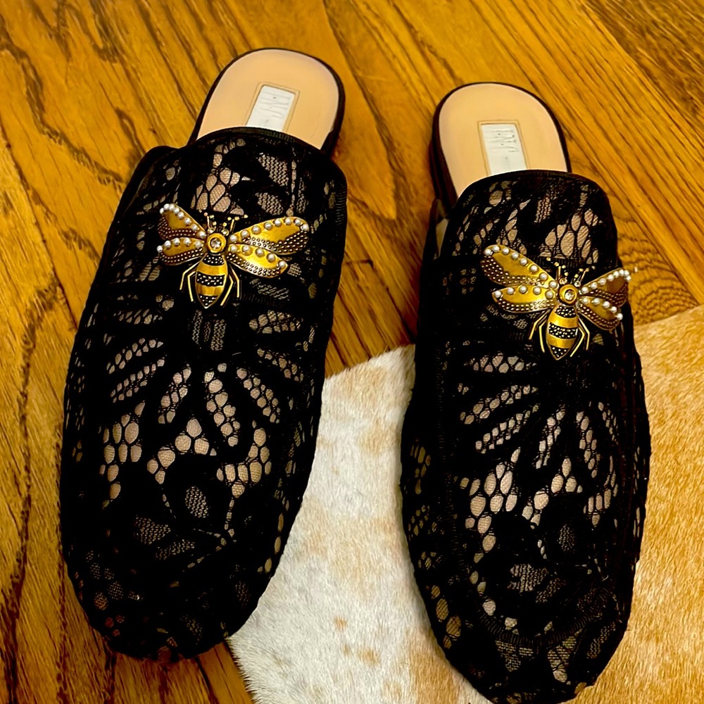 Inc black lace mules 1/2” heel in great condition